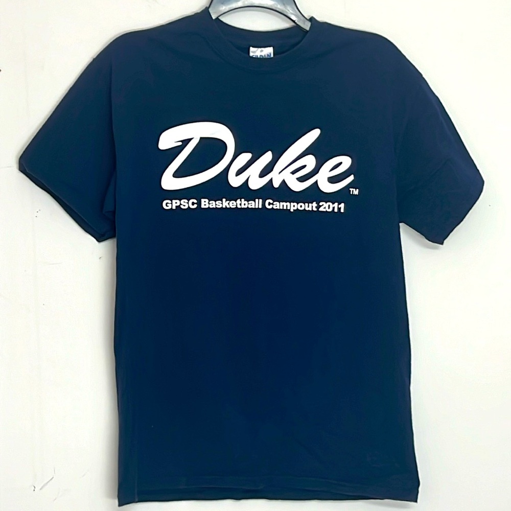 🌞 Gildan Duke GPSC Basketball campout 2011 navy blue white graphic tee mem size